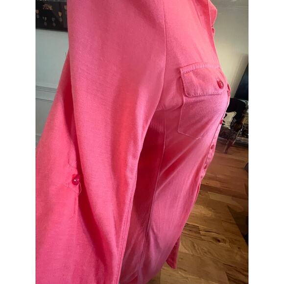 ULTRA FLIRT SALMON PINK LONG SLEEVE BUTTON UP SHIRT DRESS NWT WOMENS LARGE - Picture 6 of 9
